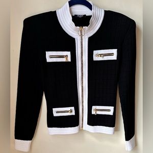 💜BALMAIN Black & White Knit Jacket